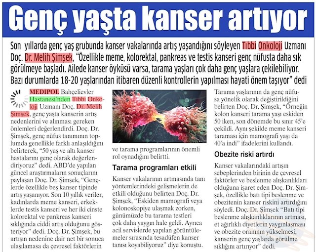 gençlerde kanser vakaları artıyor